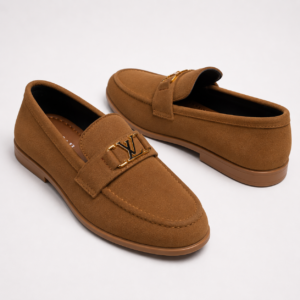 Alternative view of Premium Brown Suede Loafers – Gold Buckle Slip-On Dress Shoes